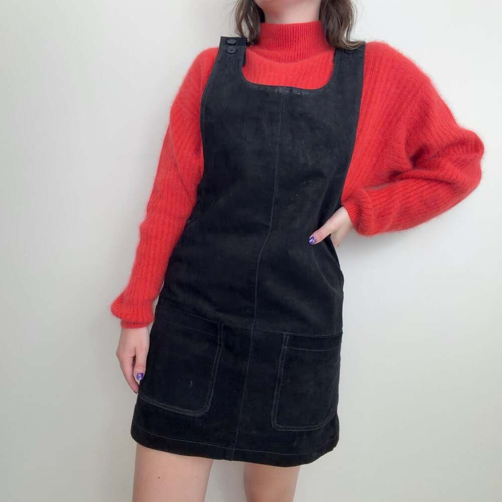 Vintage Black Suede Jumper Dress
